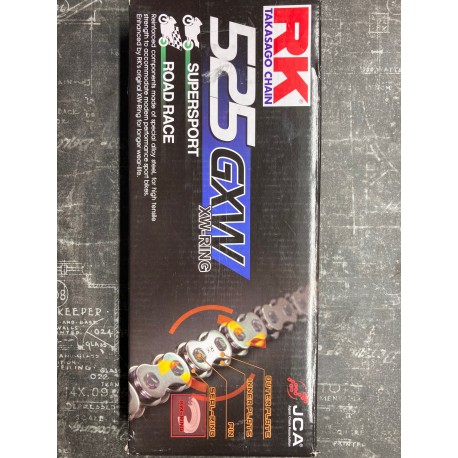chaine RK 525 GXW XW Ring ultra renforcée  116 maillons couleur OR